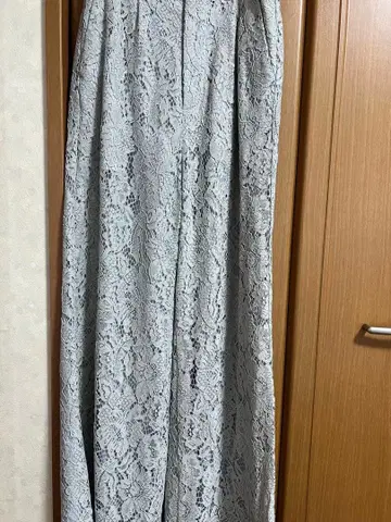 CLEL 전체 레이스 와이드 슬랙스 팬츠 라이트 그레이