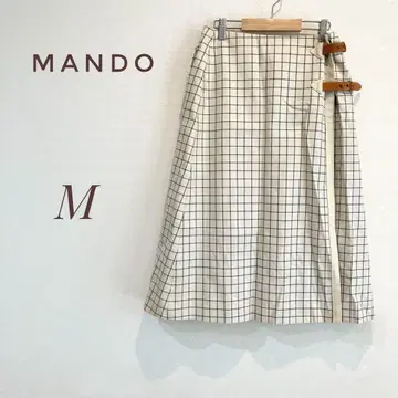 재고 처분 가격! MANDO 마라도 랩스커트 M 오프 화이트 체크 무늬