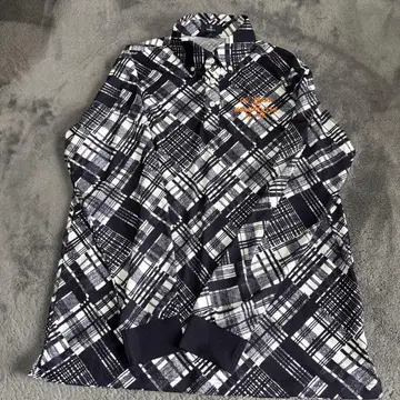 Munsingwear 긴팔 버튼 다운 피케 셔츠 체크 무늬 LL