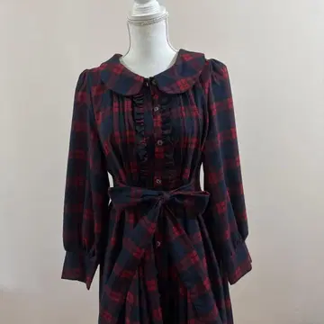 favorite 빨간색 체크 원피스
