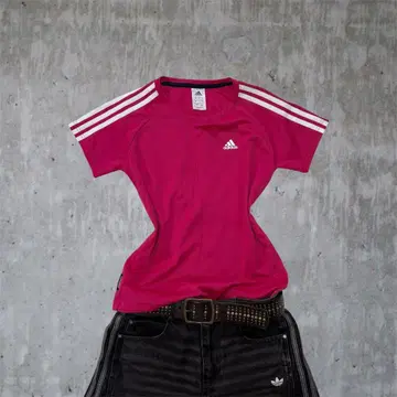 adidas y2k 핏 티셔츠 소매 라인 헤이세이 갸루 그런지 핑크