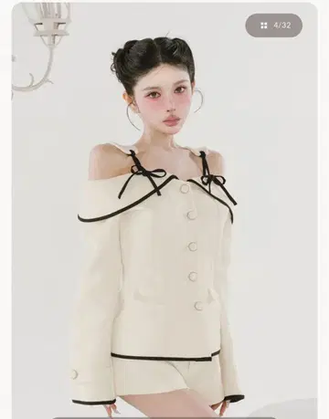 다리치 본딩 트위드 오프숄더 튜닉 Darich