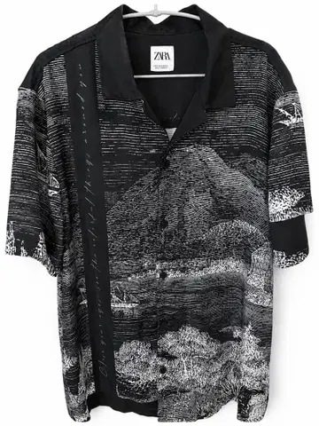 ZARA 알로하 셔츠 올 패턴 모노톤 반팔
