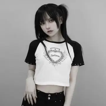 Dimmoire rhinestone heartcore mini tee | 반팔 티셔츠 | 번개장터