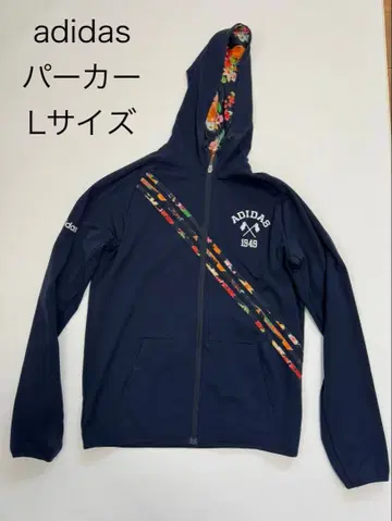 adidas 후드티 L 사이즈 네이비 꽃무늬