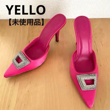 [새상품] YELLO 크리스탈 엠블럼 뮬 클리어 밴드 포함 핑크