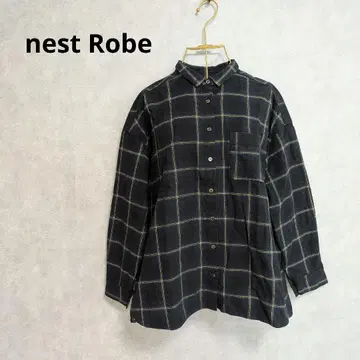 네스트로브 nest Robe 코튼 린넨 체크 셔츠 긴팔 F