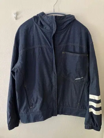 adidas neo 후드 부착 집업 자켓 네이비 M