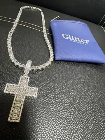 Glitter Diamond Cross Necklace 5mm 46cm