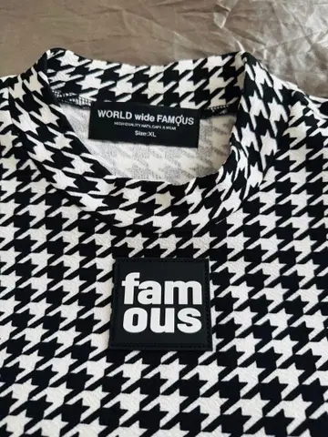 WORLD wide FAMOUS 하운드투스 패턴 T셔츠 XL