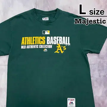 MLB 매제스틱 공식 티셔츠 L 그린 애슬레틱스 구제 의류