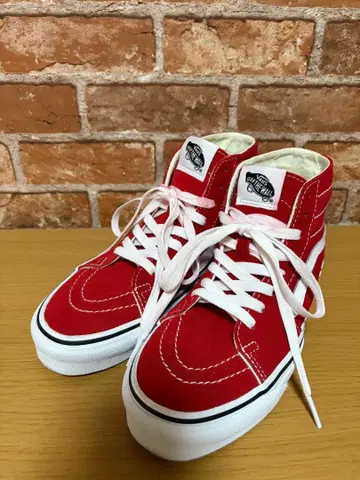 VANS Sk8-Hi 레드 하이컷 스니커즈 22.5cm