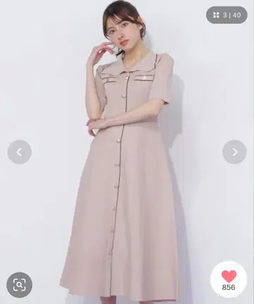 JILL by JILLSTUART 오픈 카라 배색 니트 원피스