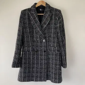 새상품급 ZARA 자라 트위드 더블 브레스트 롱 자켓 코트 블랙
