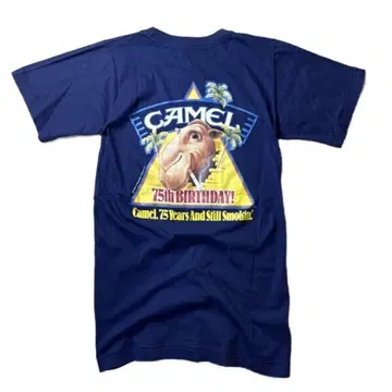 [80s] USA제 CAMEL 기업 로고 프린트 포켓 T셔츠 네이비