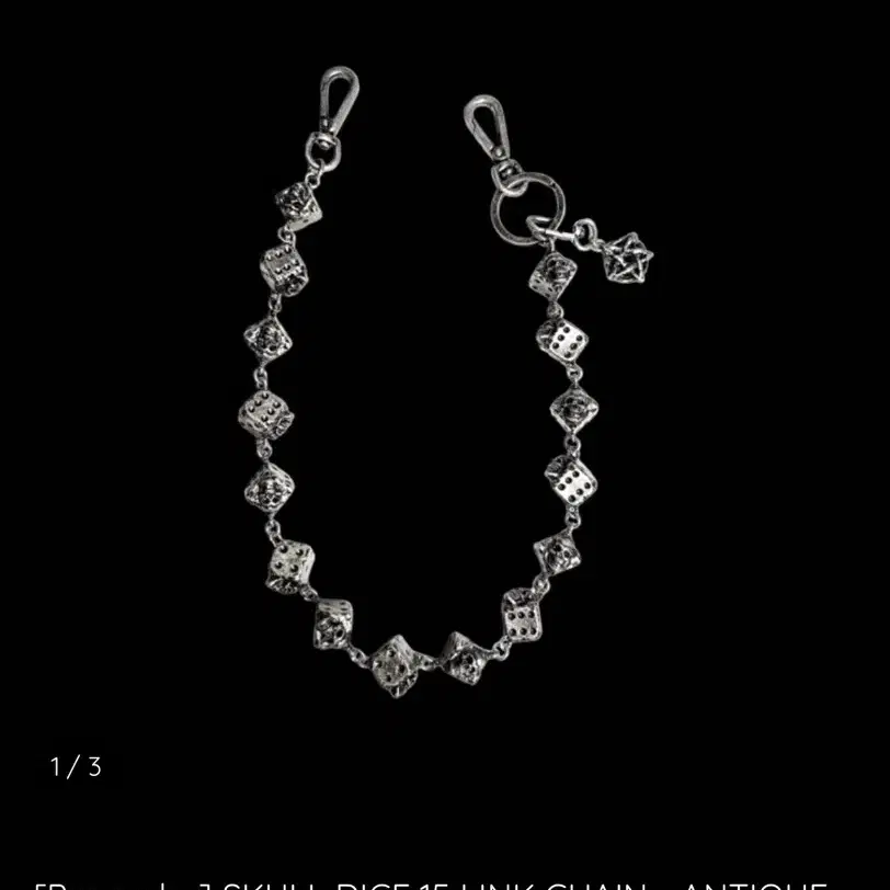 OS) Emosstance Club Skull Dice 15 Link Chain - Antique Silver