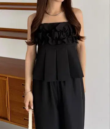 callautia 린넨라이크 프릴 셋업