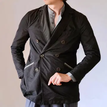 새상품급 ETRO 에트로 나일론 페이즐리 램 가죽 더블 자켓 M