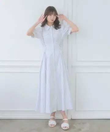 MAJESTIC LEGON 사이드 레이스업 셔츠 원피스