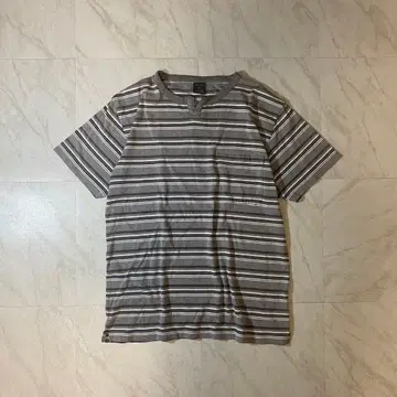 아카이브 키 넥 반팔 티 스트라이프 y2k