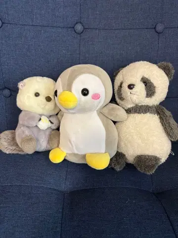 봉제 인형 3종 세트 랏코, 펭귄, 팬더 새상품급