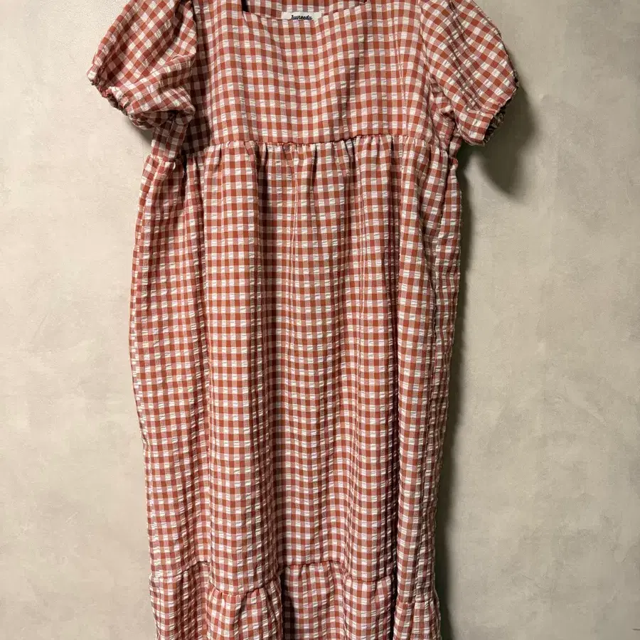 Wrinkled Gauze Cotton Check Onepiece | Bunjang Global