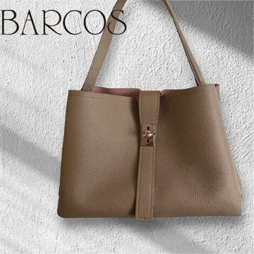BARCOS 핸드백 베이지 가죽 턴락