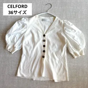 CELFORD 파워숄더 니트 가디건 화이트 36