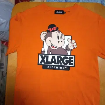 XLARGE T셔츠 오렌지 몽키 로고 멋지고 귀엽습니다.