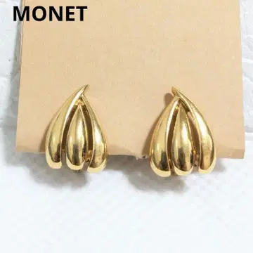 MONET 귀찌 깃털 하트 골드 빈티지