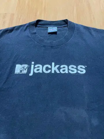 MTV jackass 티셔츠 90s USA 제작 페이드 블랙