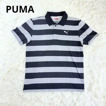 푸마 PUMA 보더 피케 셔츠 반팔 자수 로고 골프 블랙 그레이