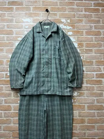 90s 파자마 셔츠 파자마 팬츠 셋업 체크 셔츠 y2k 그린