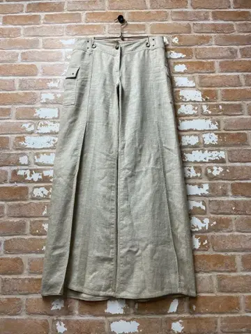 00s 린넨 팬츠 슬릿 카고 팬츠 y2k 이소재 아이보리 구제 의류