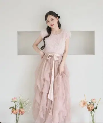 POMIII PARTAGE 드레이프 리본 튤 스커트
