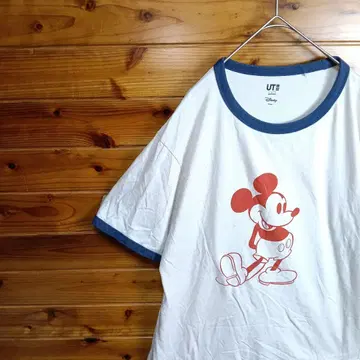 UNIQLO DISNEY 링거 T셔츠 반팔 셔츠 미키마우스 L