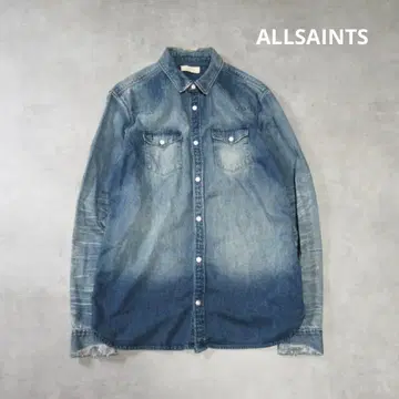 ALLSAINTS / 페이드 데미지 데님 셔츠 상의 인디고