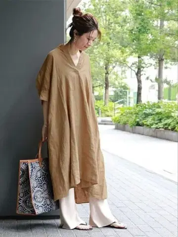 저널 스탠다드 린넨 100% 스키퍼 원피스 A라인 린넨