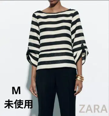 [ 미사용 새상품 ] ZARA 스트라이프 린넨 상의 2way