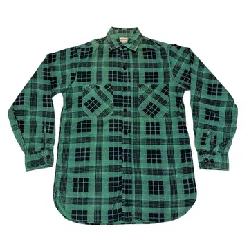 60s PENNEY'S 플란넬 셔츠 밴드 포함 빈티지 블랙 그린