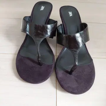 ZARA 플립플랍 힐 다크 브라운