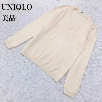 UNIQLO 유니클로 니트 긴팔 캐시미어 100% 아이보리 F U58