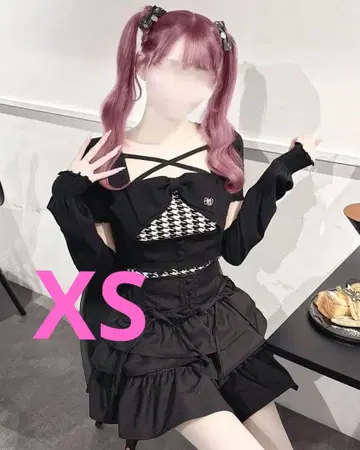 허니뮤우 HONEYMEW 빅 리본 하운드투스 체크 앙상블 상의 XS 블랙