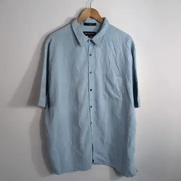 90s Y2K BRANDINI 반팔 셔츠 XXL 색스 블루 구제 의류