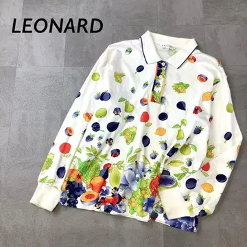 LEONARD 레오나르 올 패턴 후르츠 패턴 피케 셔츠 M