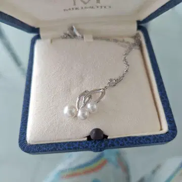 MIKIMOTO 펄 목걸이 3알 실버 컬러