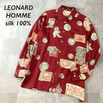 [실크 100%] LEONARD HOMME 골드 버튼 올 패턴 실크 셔츠