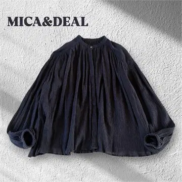 5 [새상품급] MICA & DEAL 시어서커 긴소매 개더 블라우스 블랙