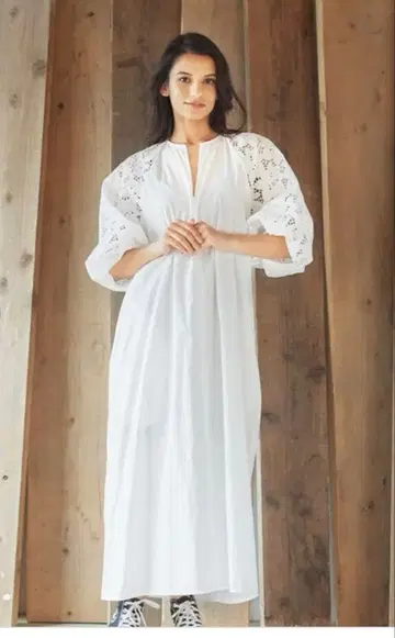 TICCA 티카 도킹 레이스 벌룬 원피스 화이트 일본제