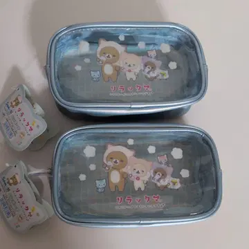 리락쿠마 펜 파우치 고양이 고양이 온천 San-X 2개 세트